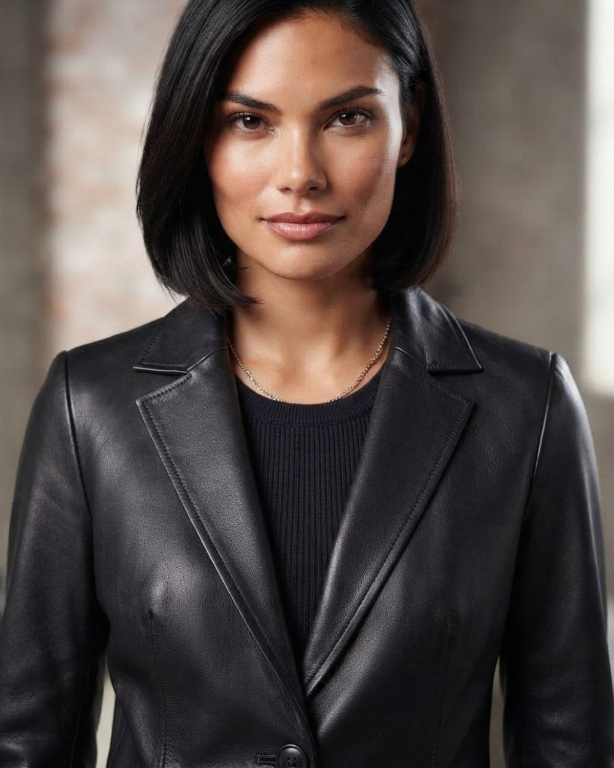 Women's Classic Soft Lambskin Leather Blazer Vannamoda