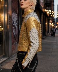 Women Metallic Best Seller Leather Biker Jacket
