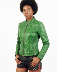 Women Washed Vintage Leather Short Jacket