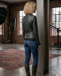Women Leather Fitted Blazer