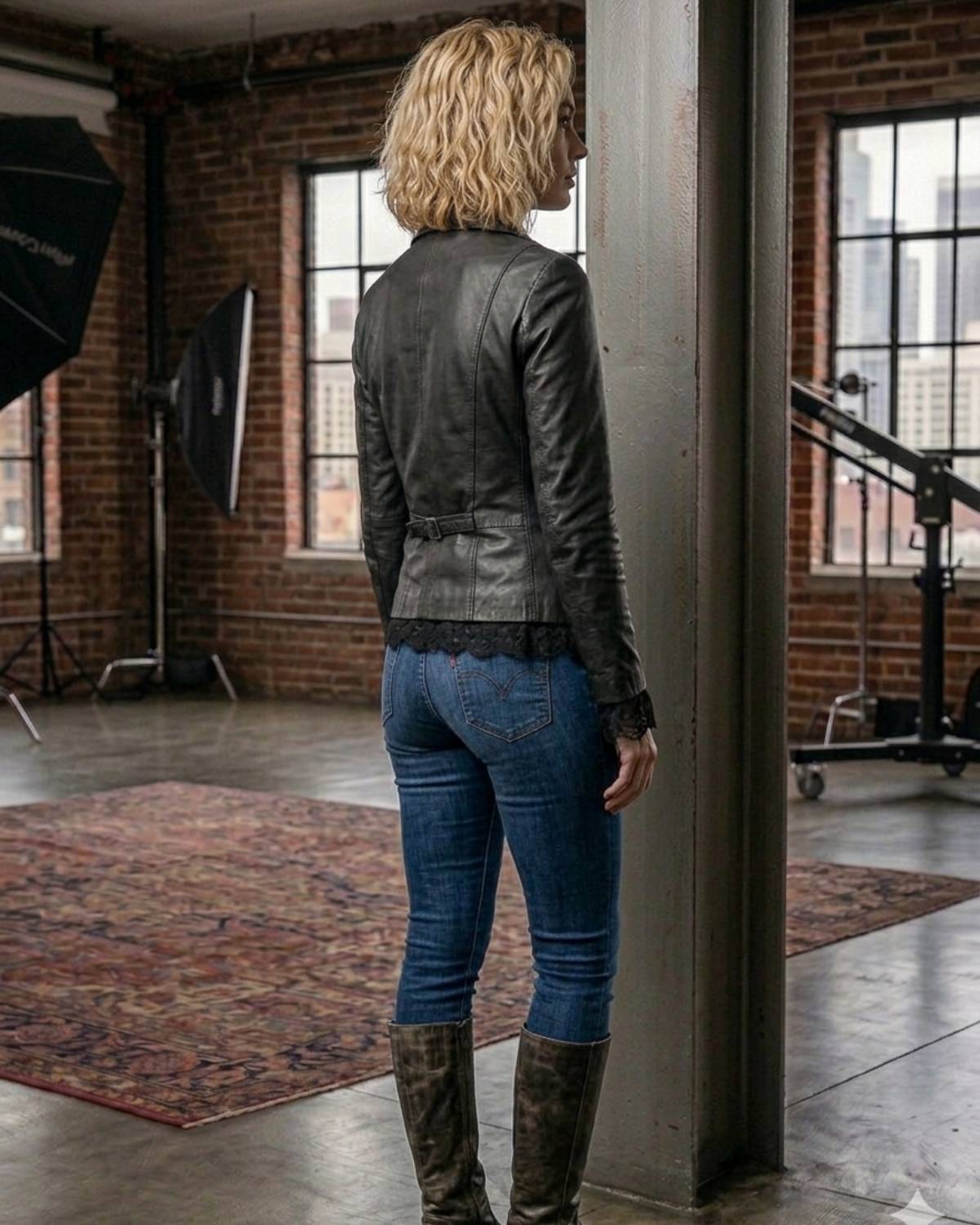 Women Leather Fitted Blazer