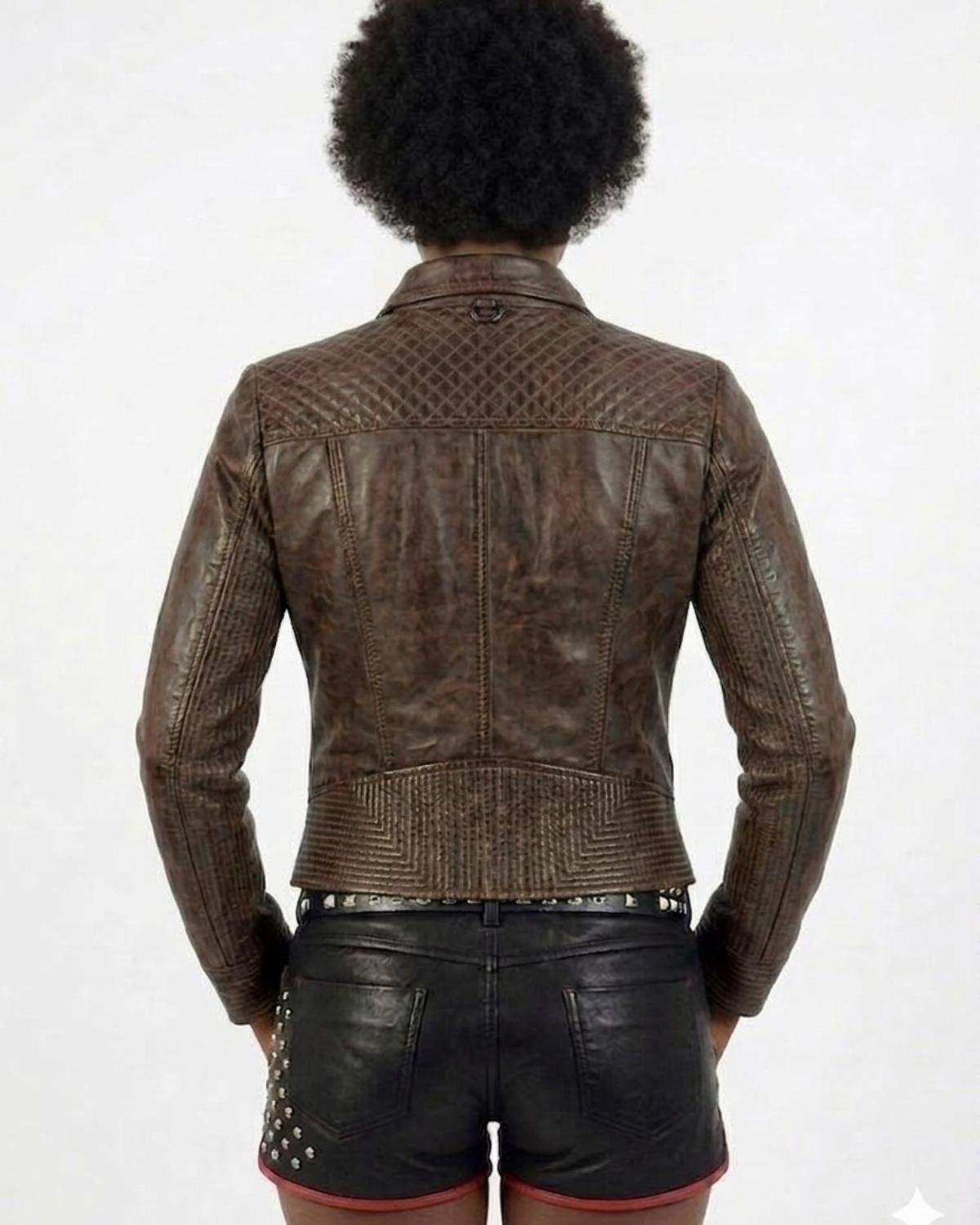 Women Washed Vintage Leather Short Jacket