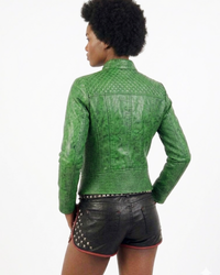Women Washed Vintage Leather Short Jacket