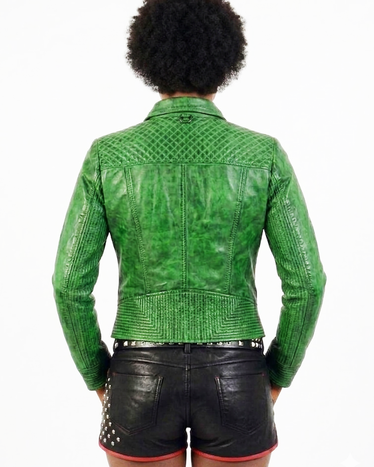 Women Washed Vintage Leather Short Jacket
