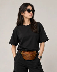 Crossbody leather belt bag handcrafted design
