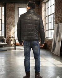 Hayward L- Best Seller Puffer Men's Real Soft Lamb Leather Puffer Jacket