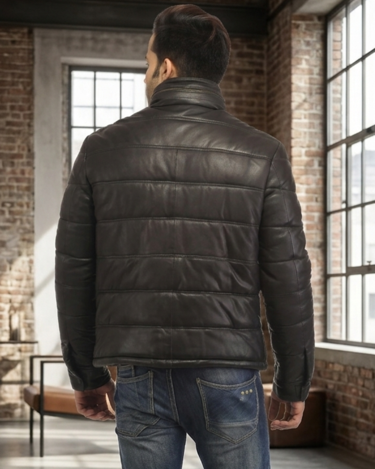 Hayward L- Best Seller Puffer Men's Real Soft Lamb Leather Puffer Jacket
