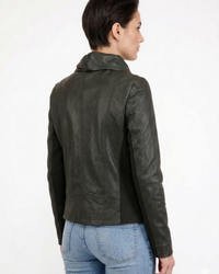 Linda Woman Designer High Collar Leather Jacket