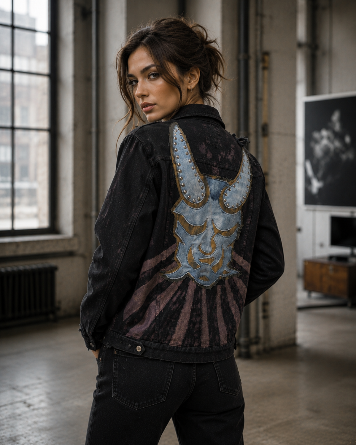 Devil patch work Unisex Denim Jacket 