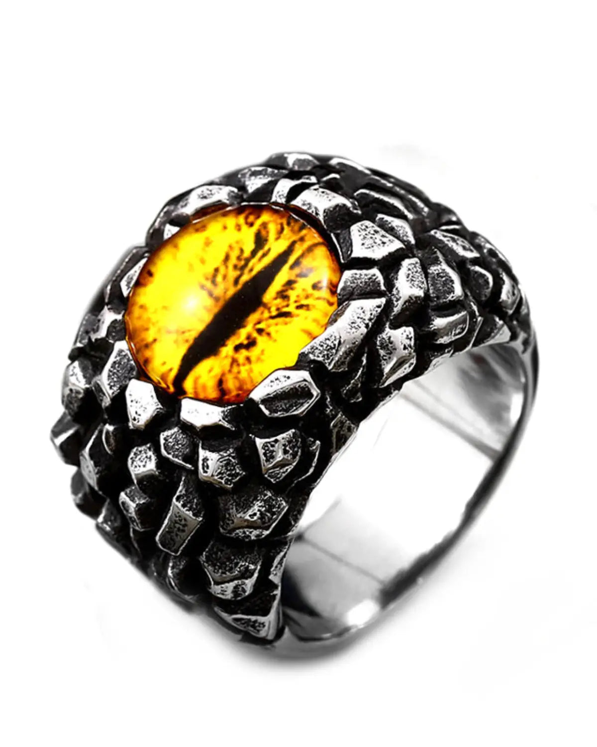 Punk Demon Eyes Red Yellow Stone Men's Ring Fashion Stainless Steel Ring