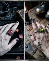 Punk Demon Eyes Red Yellow Stone Men's Ring Fashion Stainless Steel Ring