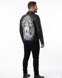 Mens Hand painted Lord Kali Leather Jacket 