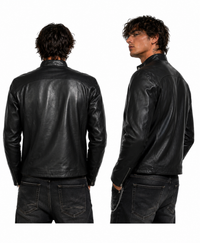 Limited Edition Hand Painted Leather Men Jacket With Distorted Skull