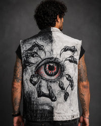 Hand-Painted Evil Eye Denim Vest