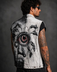 Hand-Painted Evil Eye Denim Vest