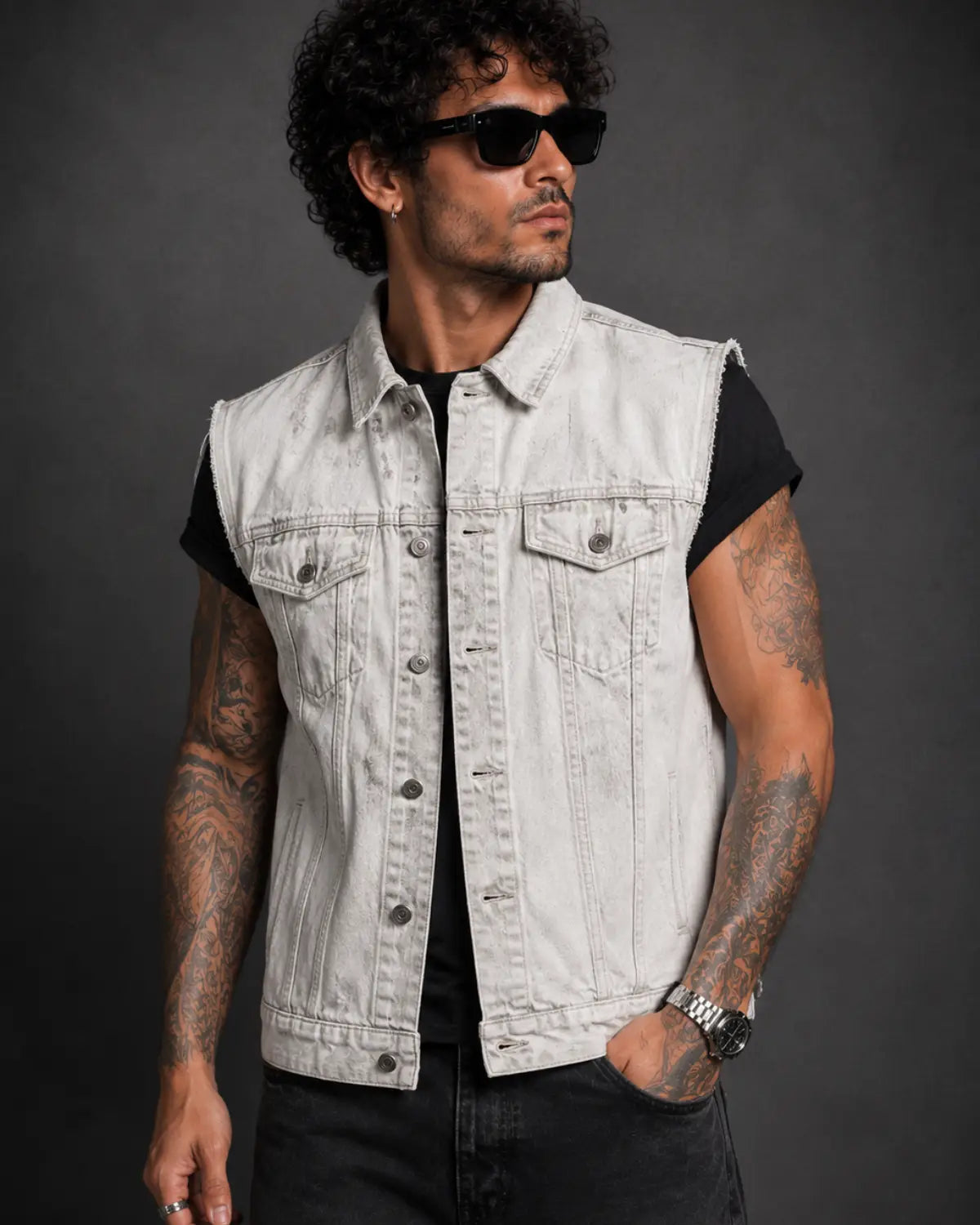 Hand-Painted Evil Eye Denim Vest