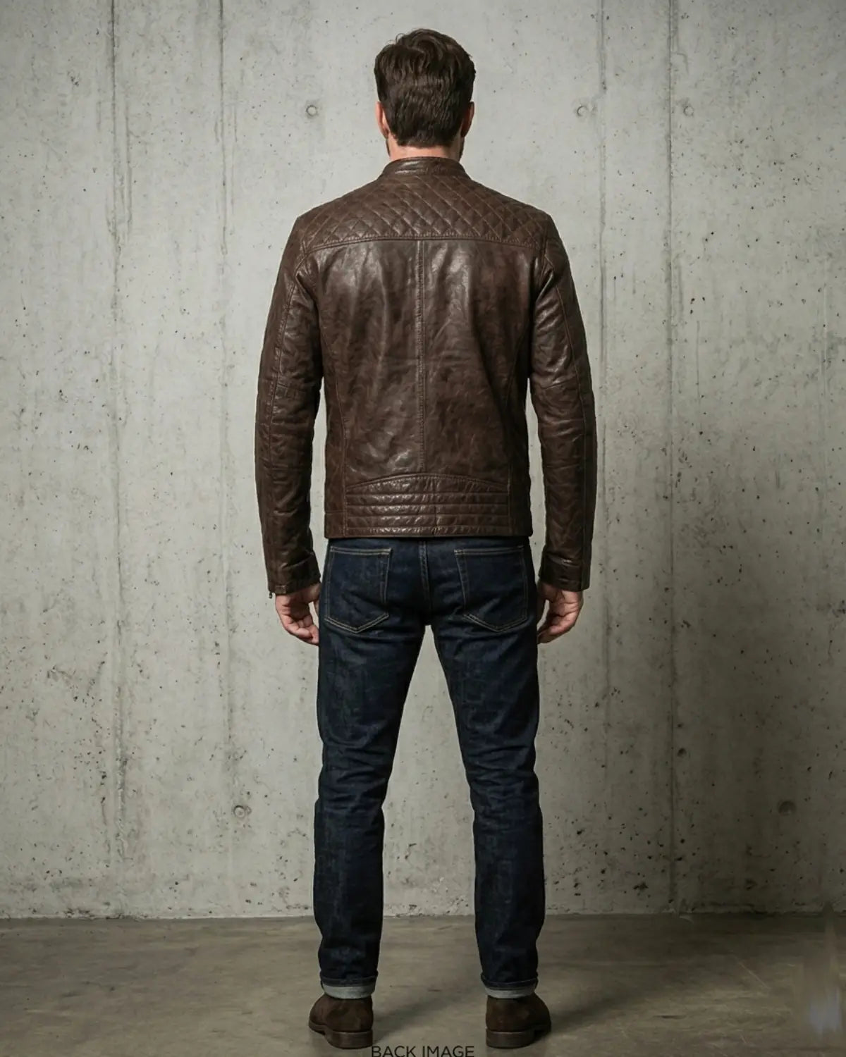 Men's Leather Washed Vintage Biker Studded Jacket