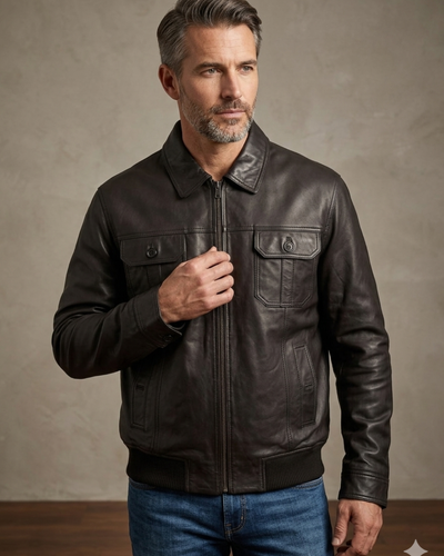Mens classic  Black Bomber Jacket 