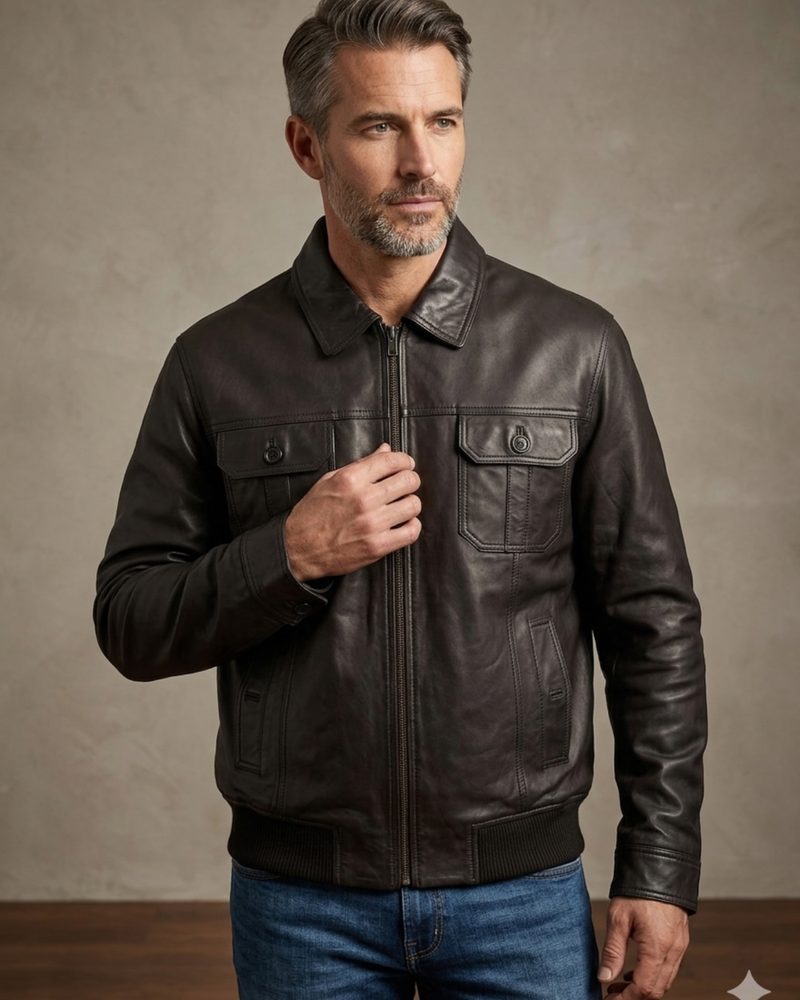 Mens classic  Black Bomber Jacket 