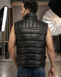 Men's Leather Puffer Vest Jacket Hot Seller