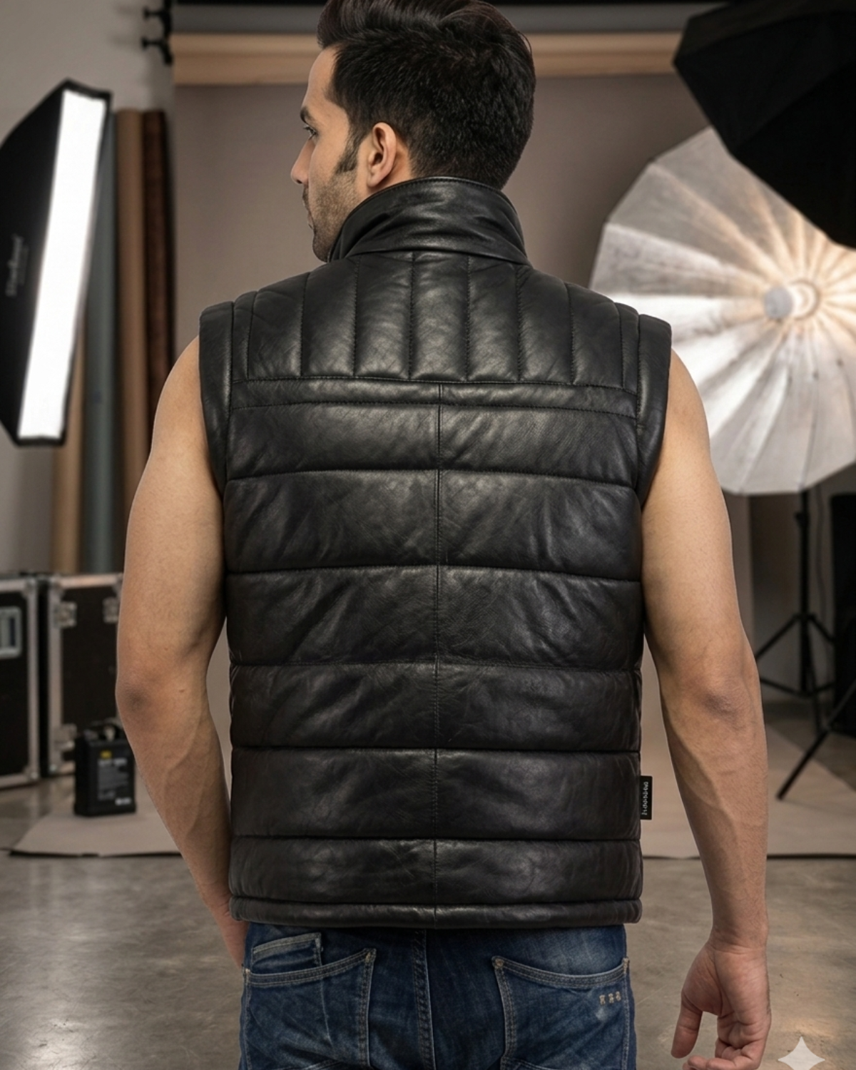 Men's Leather Puffer Vest Jacket Hot Seller
