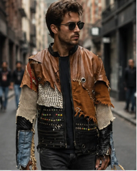 Men's Handmade Deconstructed Leather Jacket – Sustainable Statement Outerwear