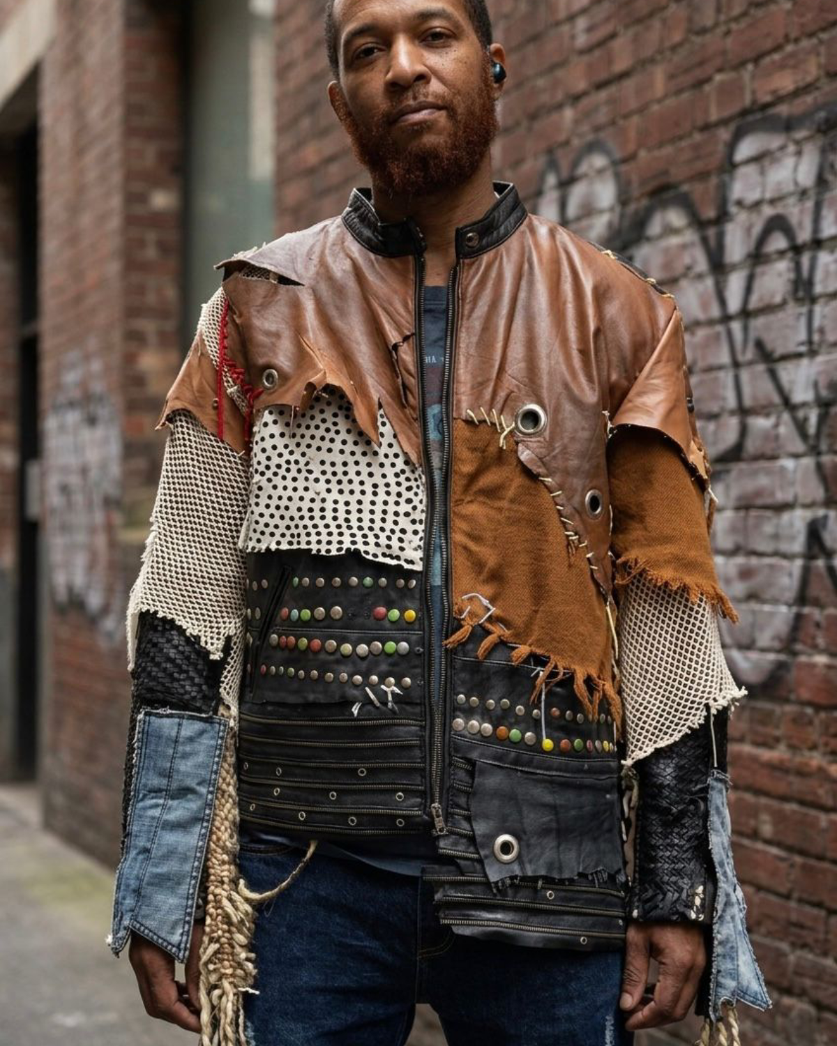 Men's Handmade Deconstructed Leather Jacket – Sustainable Statement Outerwear