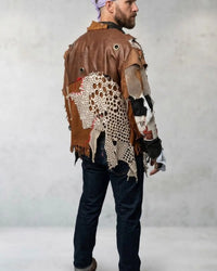 Men's Handmade Deconstructed Leather Jacket – Sustainable Statement Outerwear