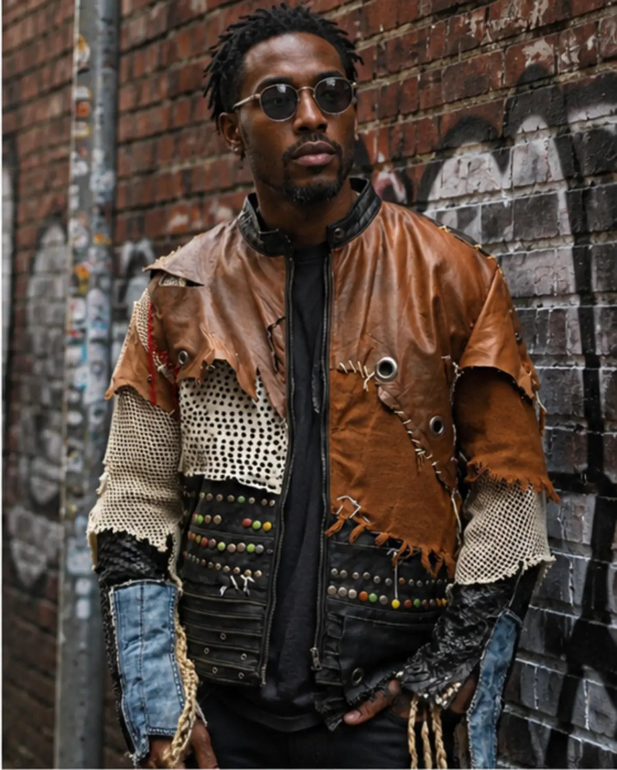Men's Handmade Deconstructed Leather Jacket – Sustainable Statement Outerwear