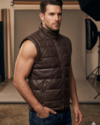 Men's Leather Puffer Vest Jacket Hot Seller