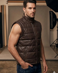 Men's Leather Puffer Vest Jacket Hot Seller