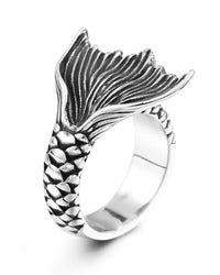 Mystical mermaid Unisex ring vintage antique stainless steel fashion .