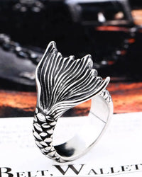 Mystical mermaid Unisex ring vintage antique stainless steel fashion .