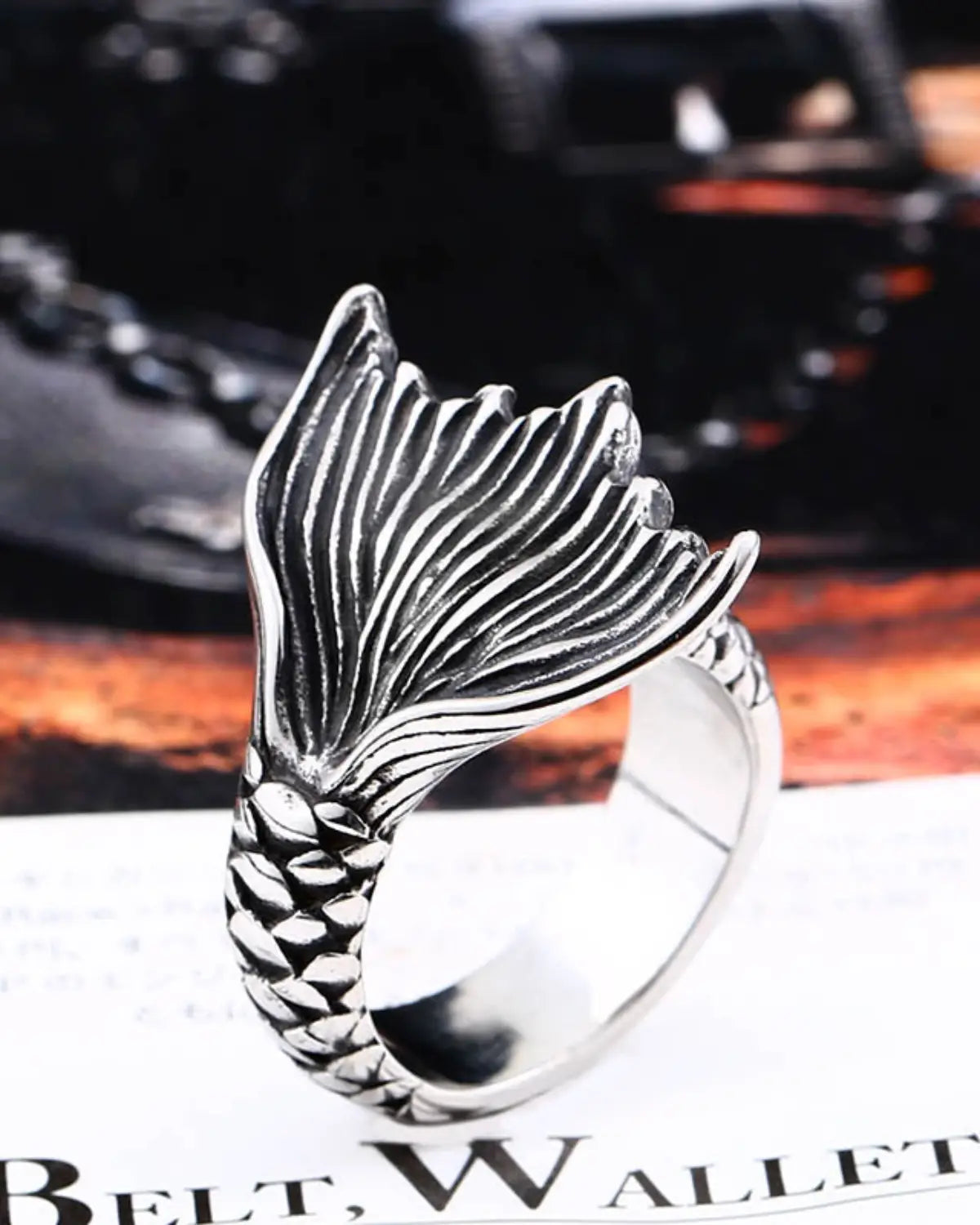 Mystical mermaid Unisex ring vintage antique stainless steel fashion .