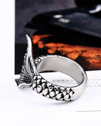 Mystical mermaid Unisex ring vintage antique stainless steel fashion .
