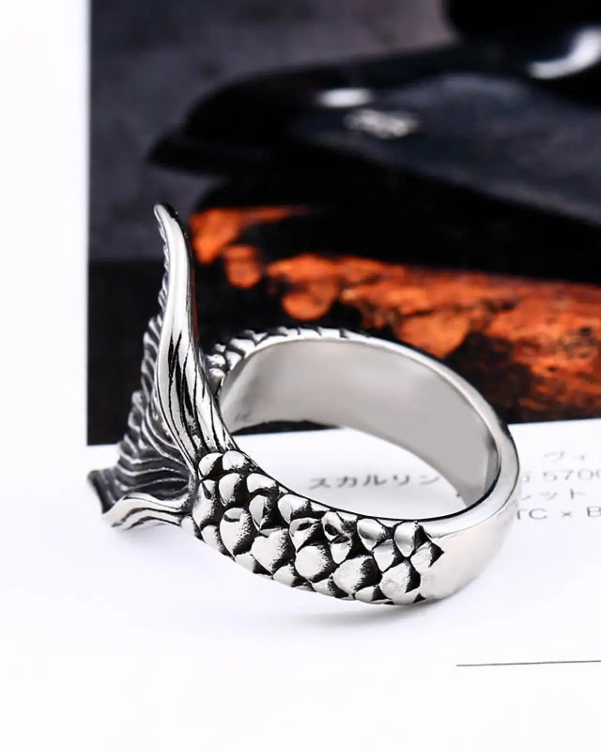 Mystical mermaid Unisex ring vintage antique stainless steel fashion .