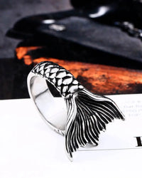 Mystical mermaid Unisex ring vintage antique stainless steel fashion .