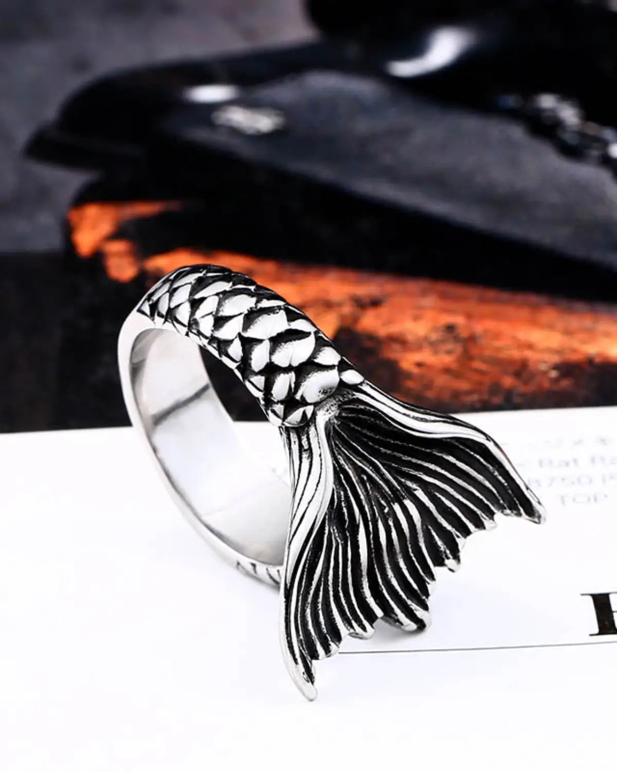 Mystical mermaid Unisex ring vintage antique stainless steel fashion .