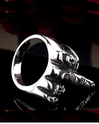 BIG SIZE PUNK MIDDLE FINGER POINTED STAINLESS STEEL RINGS FOR MENS