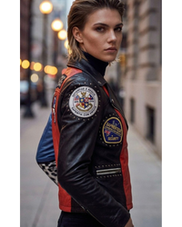 Punk multi color Women Biker Jacket