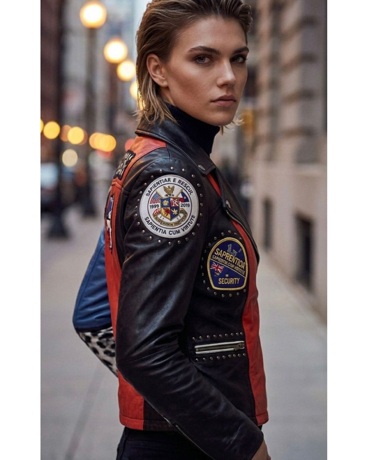 Punk multi color Women Biker Jacket
