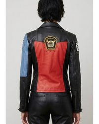 Punk multi color Women Biker Jacket