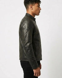 Hand Painted Dirty Skull leather Mens Jacket