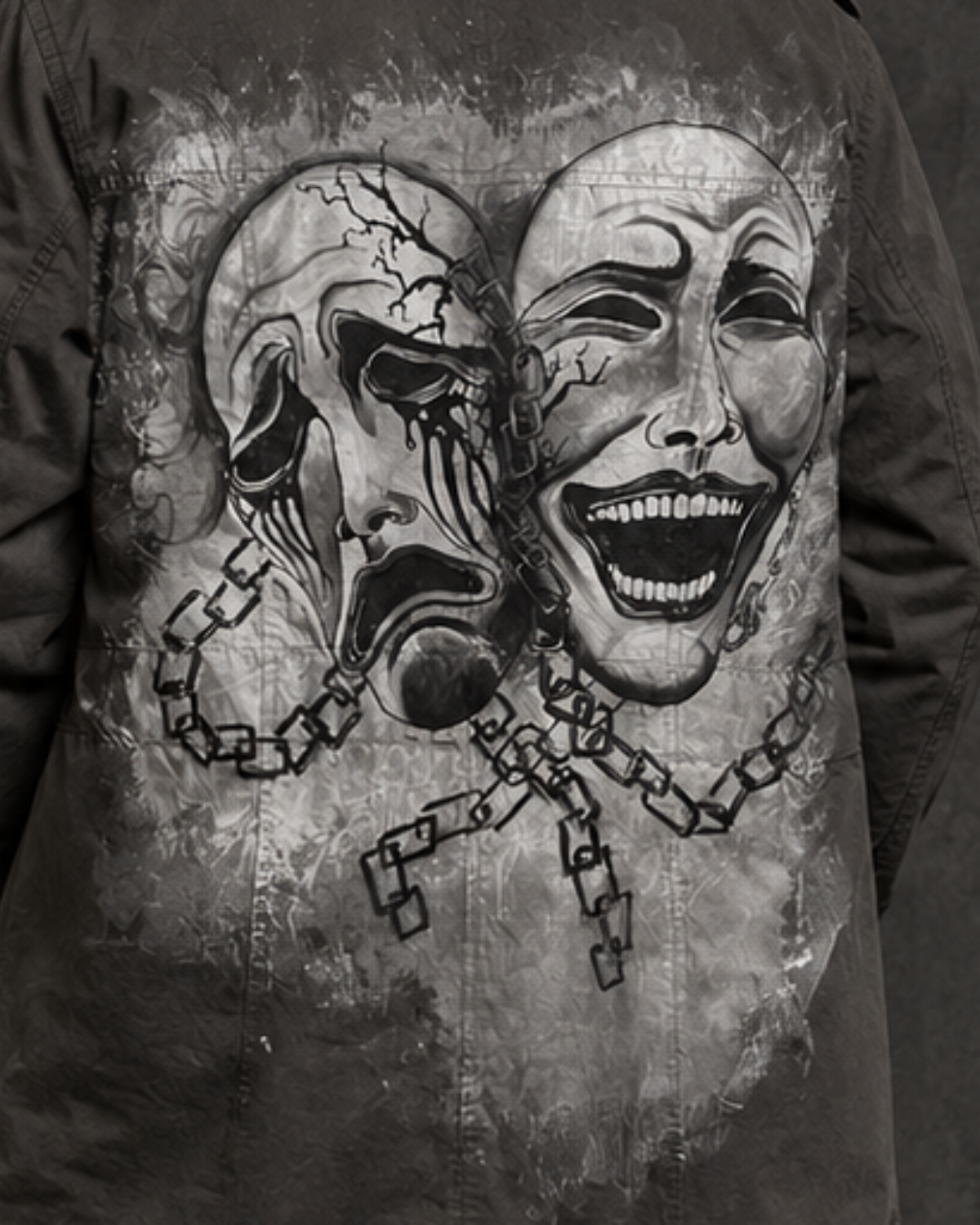Unisex Hand painted  smile sorrow jacket