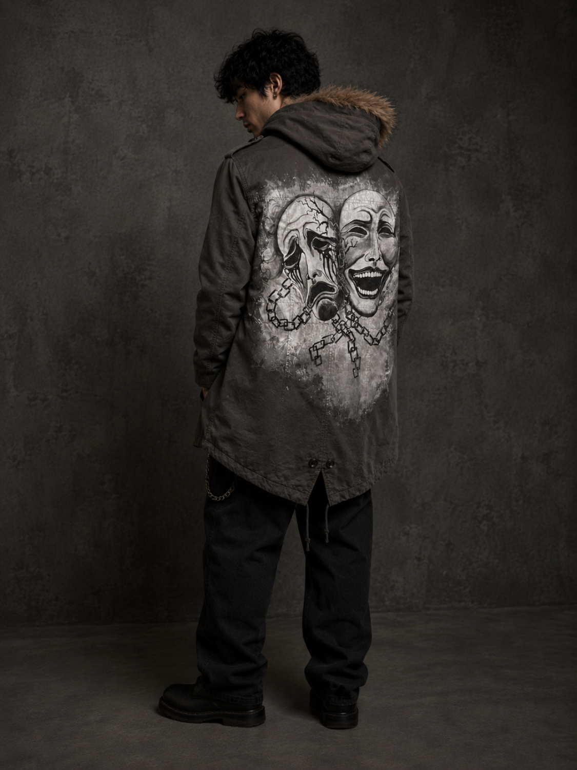 Unisex Hand painted  smile sorrow jacket