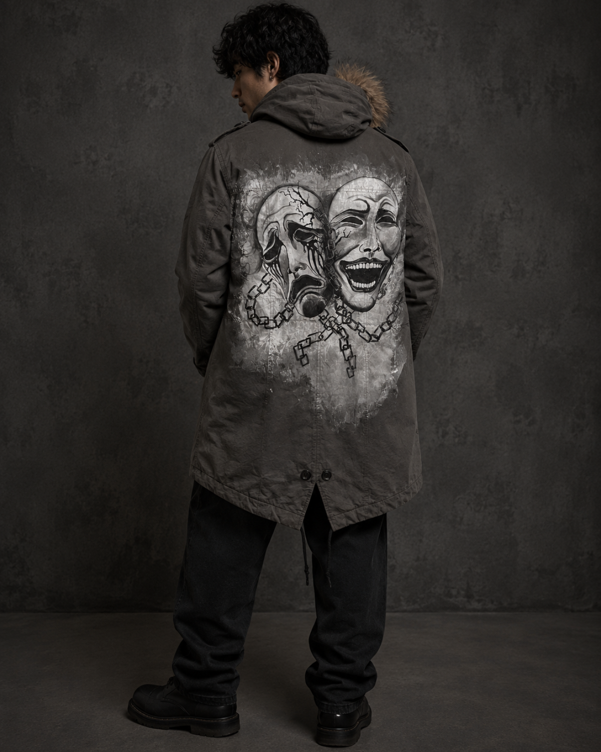 Unisex Hand painted  smile sorrow jacket