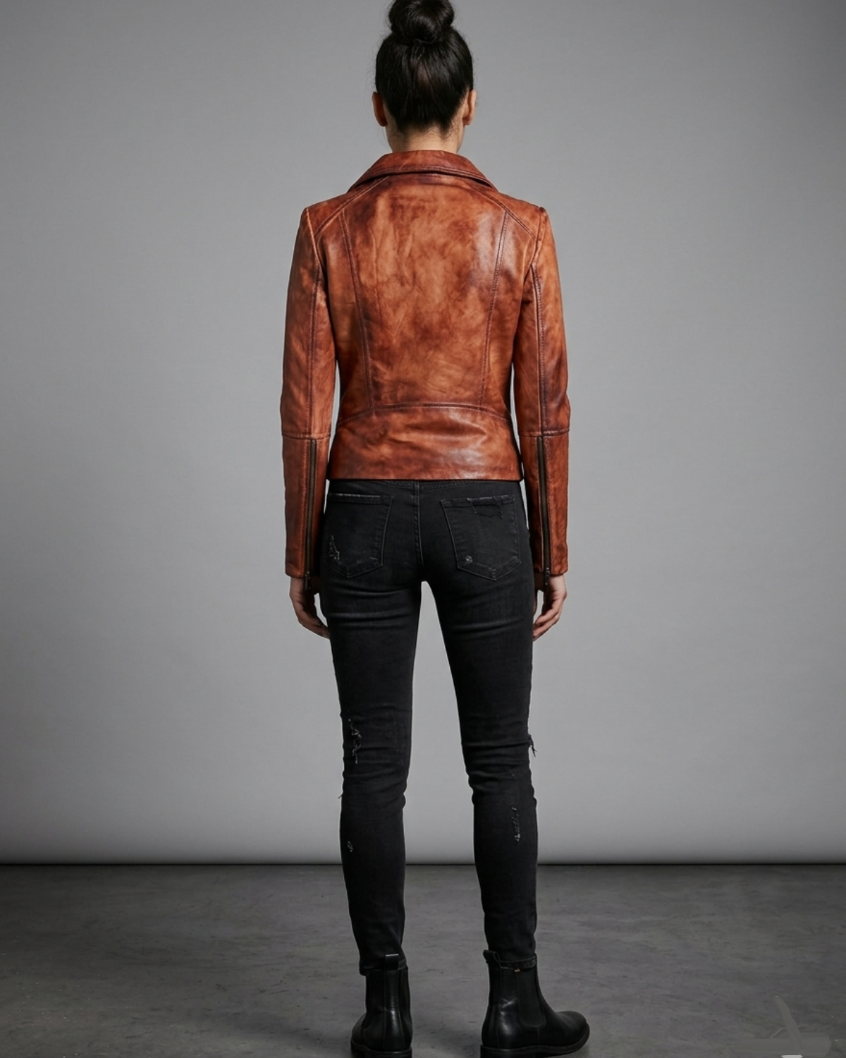 Women Designer Vintage Hand Washed Biker Jacket