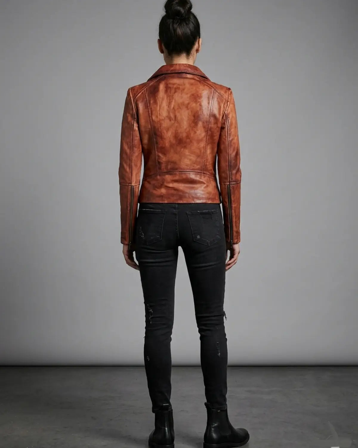 Women Designer Vintage Hand Washed Biker Jacket