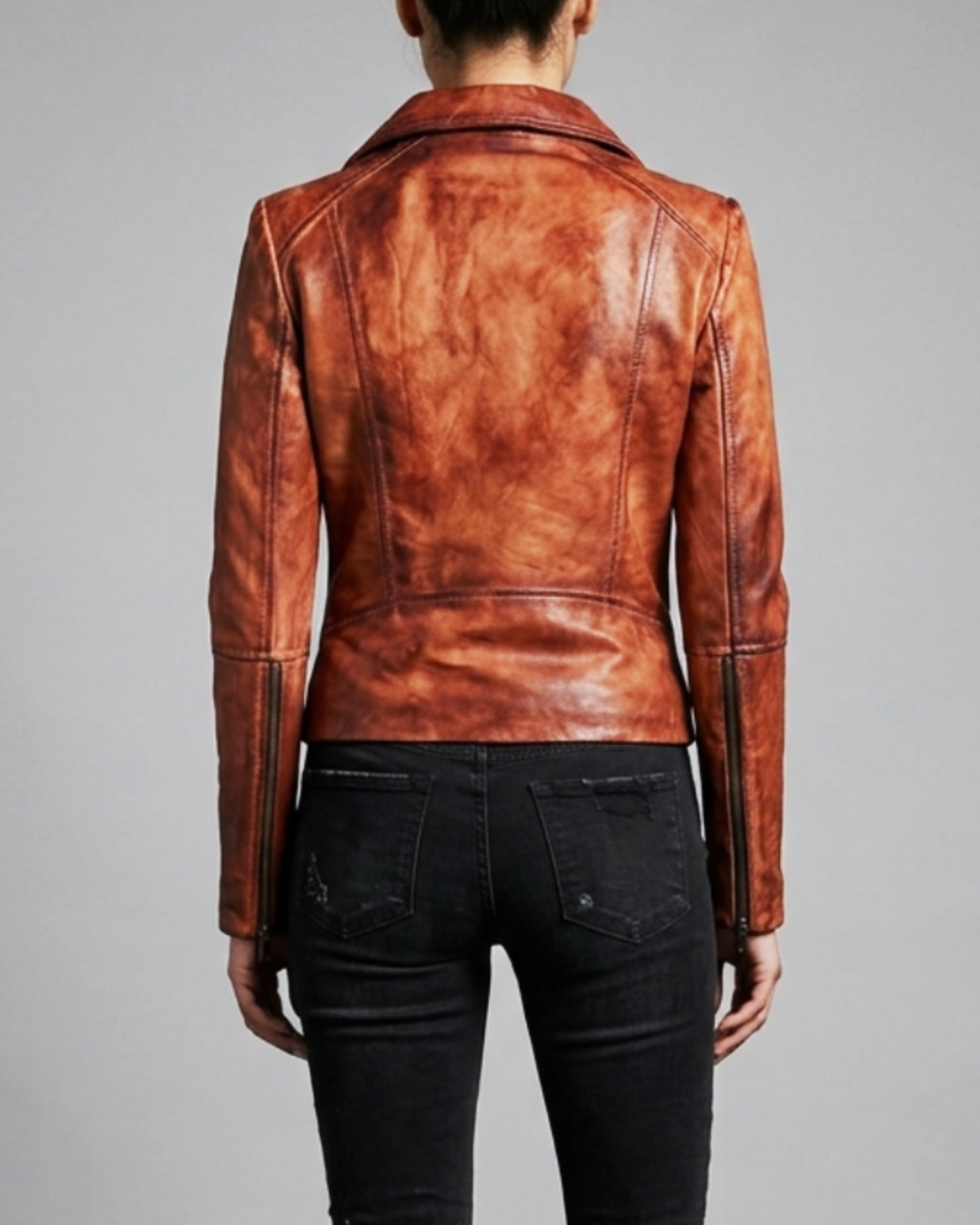 Women Designer Vintage Hand Washed Biker Jacket