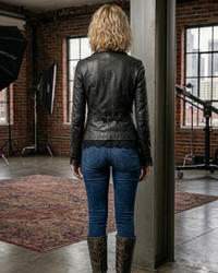 Women Leather Fitted Blazer